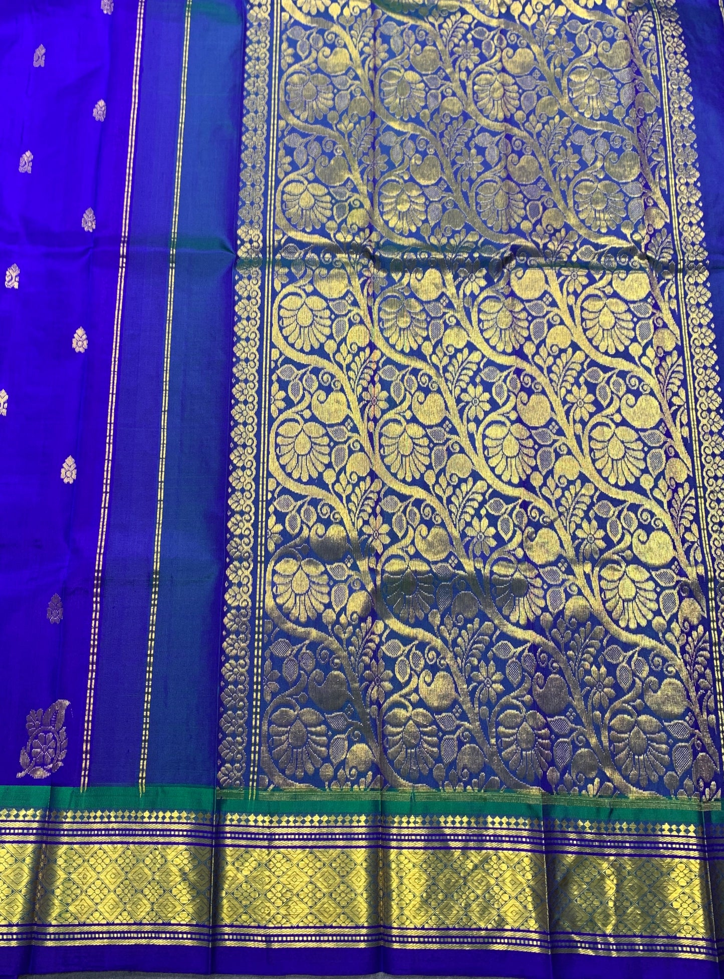 Pure Kanchipuram Silk Saree Royal Blue Colour with Gold Zari Border