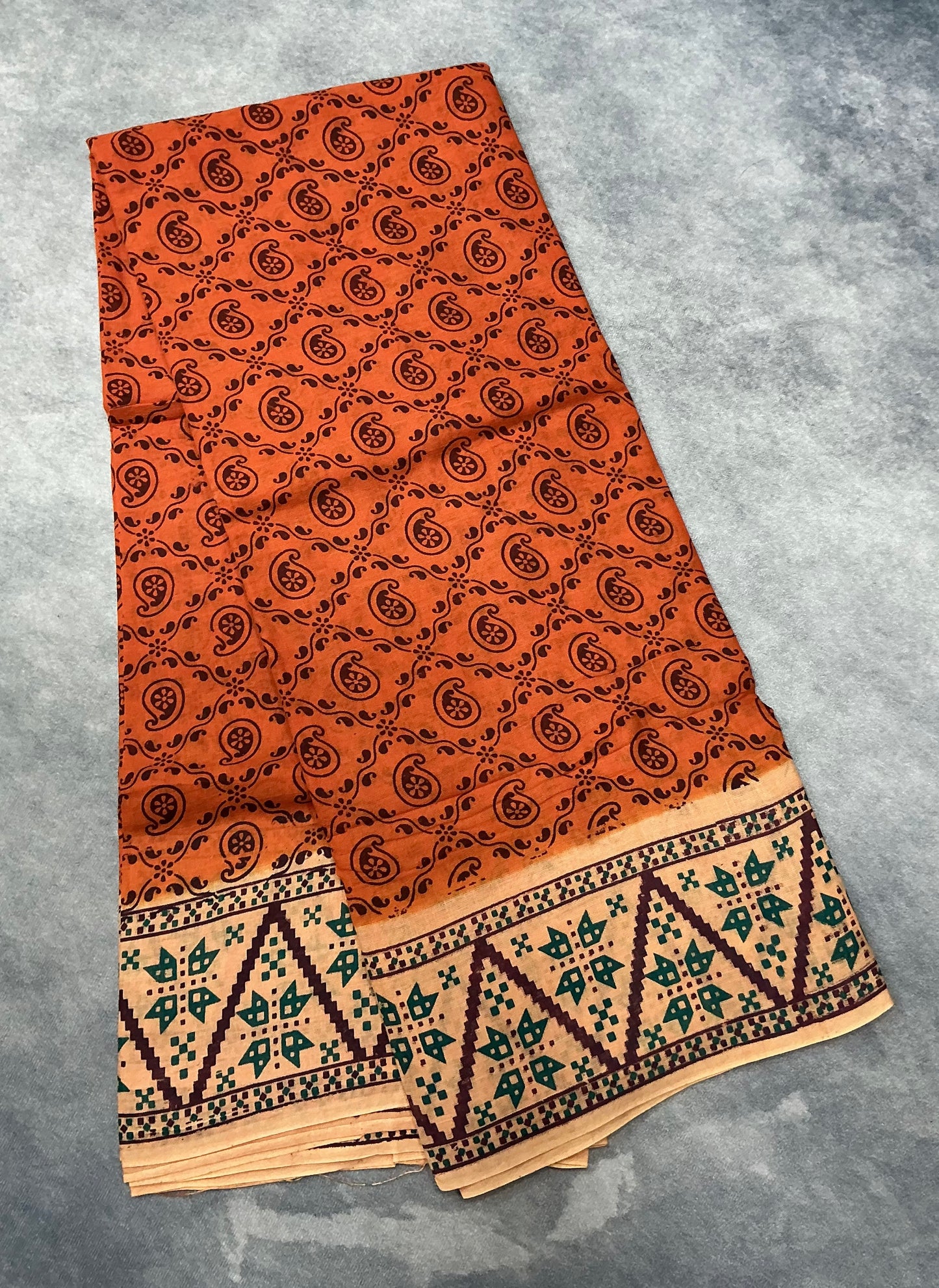 MulMul Cotton Rust Orange Colour with Cream Colour Border