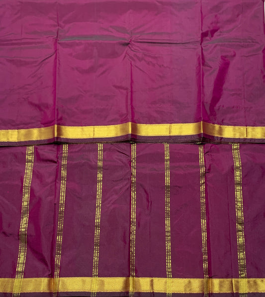 Arani Silk Saree Beetroot Pink Colour with Golden Border.