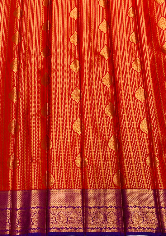 Vegan Silk Saree Red shade with Violet Border