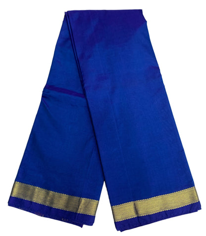 Arani Silk Saree Blue Colour with Golden Border