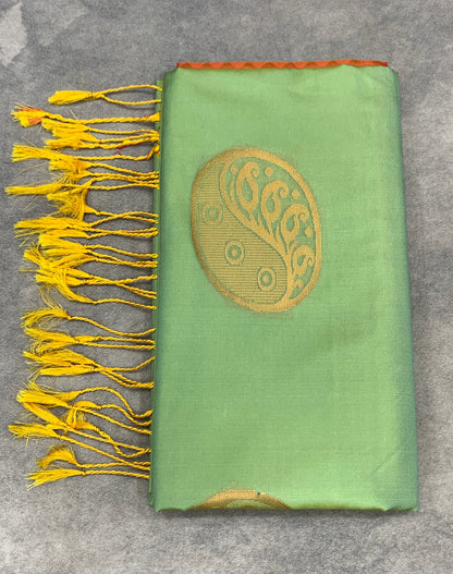 Art Silk Saree Lime Green Colour with Borderless