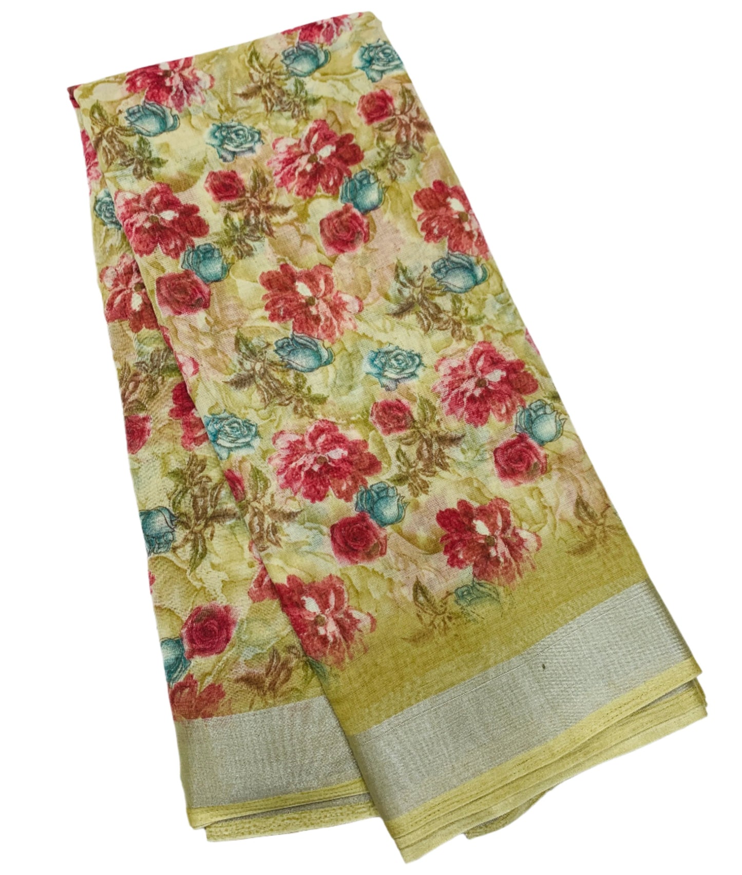 Jute Cotton Saree Mustard Shade with Thread Border