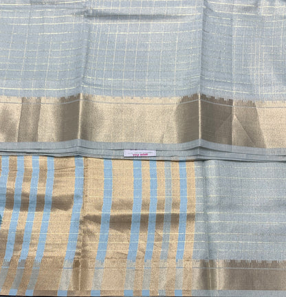 Banaras Katan Saree Light Sky Blue Colour with Katan Work Border