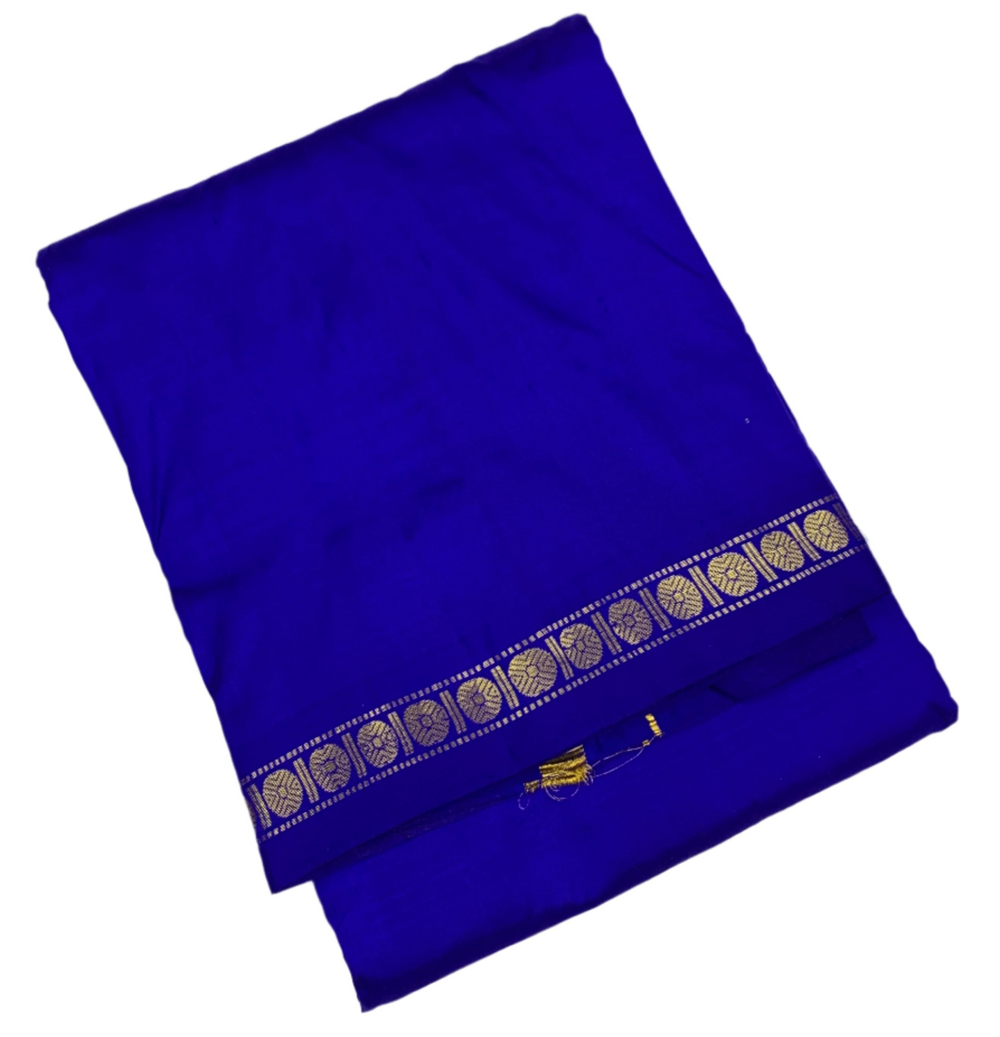 9X5 Pure Silk Dhoti Blue Small Border