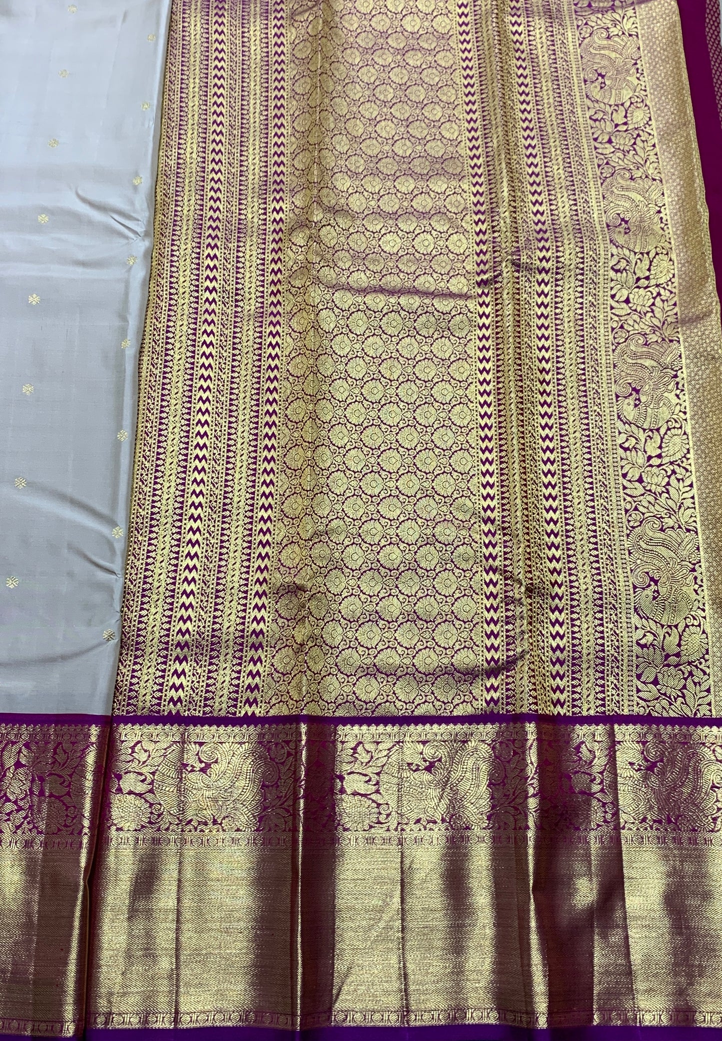 Pure Kanchipuram Silk Tussar Colour with Magenta and Golden Zari Border