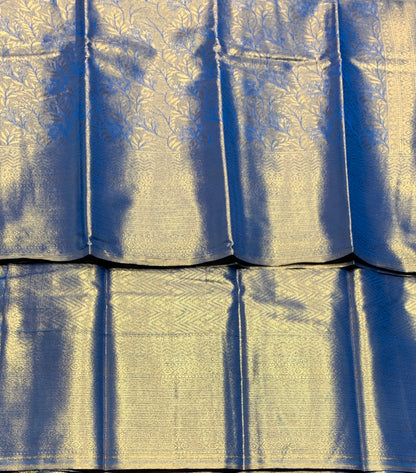 Fancy Tissue Saree Sky Blue Colour with Self Design Border