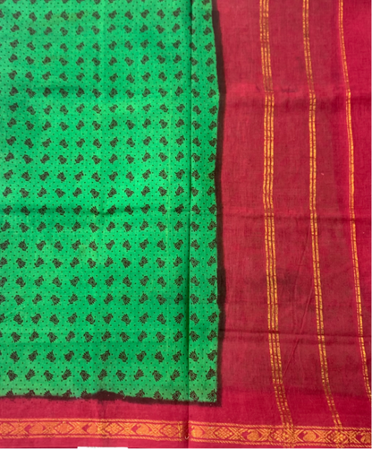 Chettinad Sungudi Cotton Light Green Printed Saree