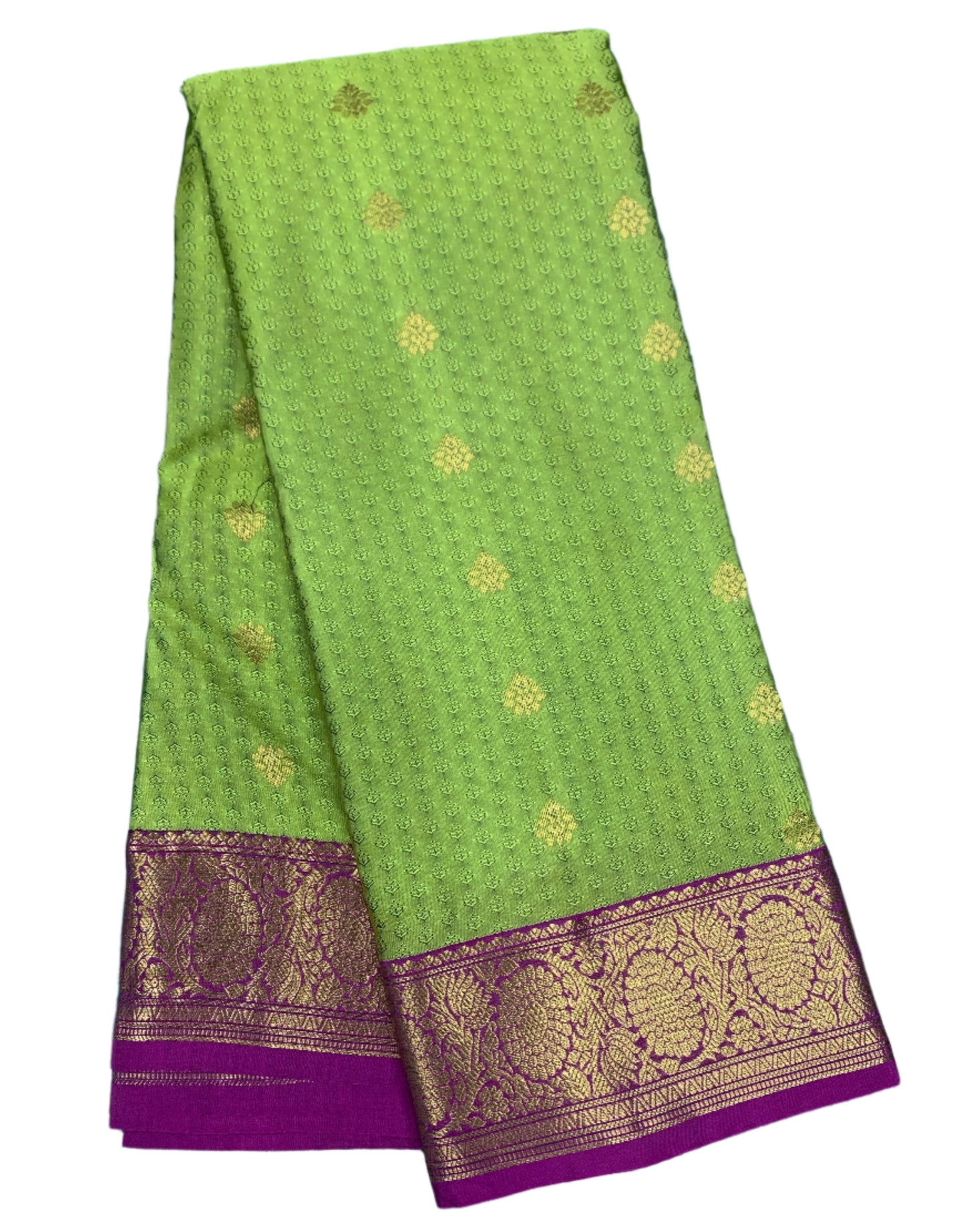 Semi Silk Saree Pista Green Colour with Pink Border