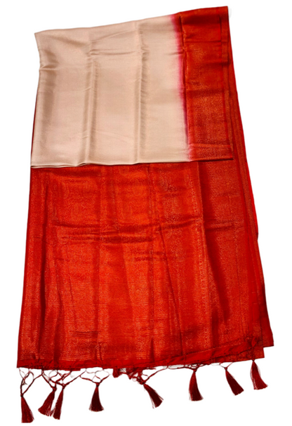 Ivory shade kuberra pattu with Red Pallu