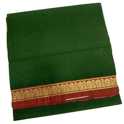 Chettinad Cotton Saree Green Colour with Brown Border