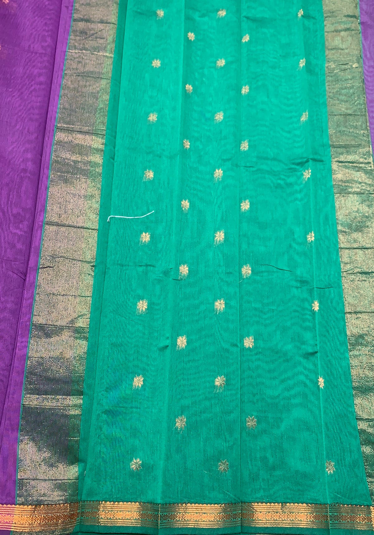 Lavender Colour Silk Cotton Saree with Copper Zari Border