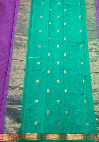 Lavender Colour Silk Cotton Saree with Copper Zari Border