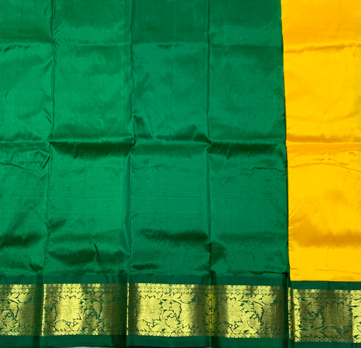 Lemon Yellow Shade Pure Kanchipuram Kids Pattu Pavadai with Contrast Border for Newborn to 2 Years