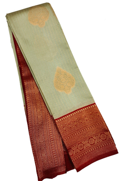 Art Silk Saree Ivory Colour with Maroon Border