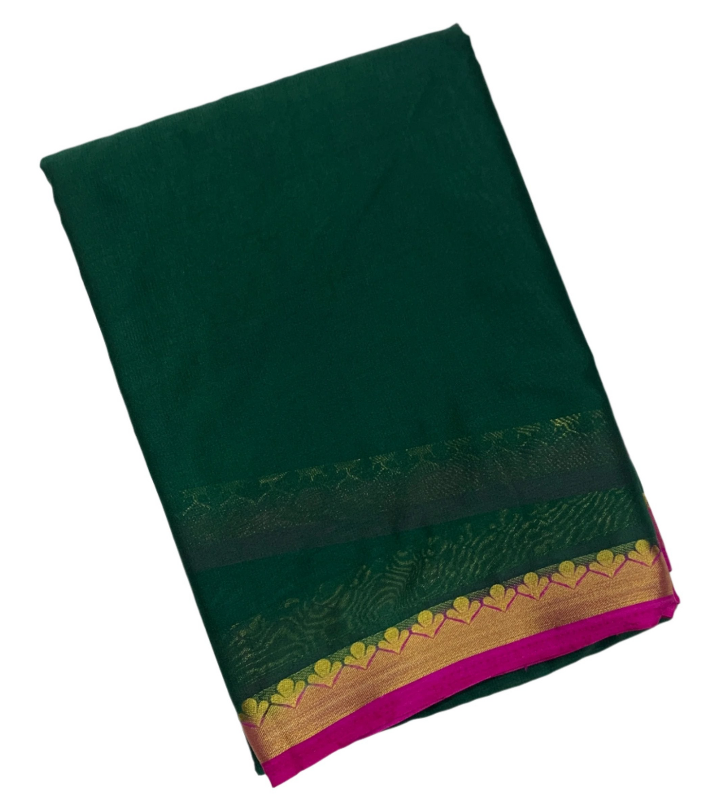 Crepe Saree Green Colour with Floral Design Border