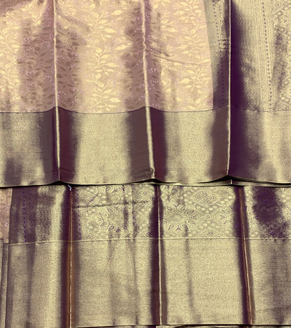 Fancy Tissue Saree Peach Colour with Light Copper Colour