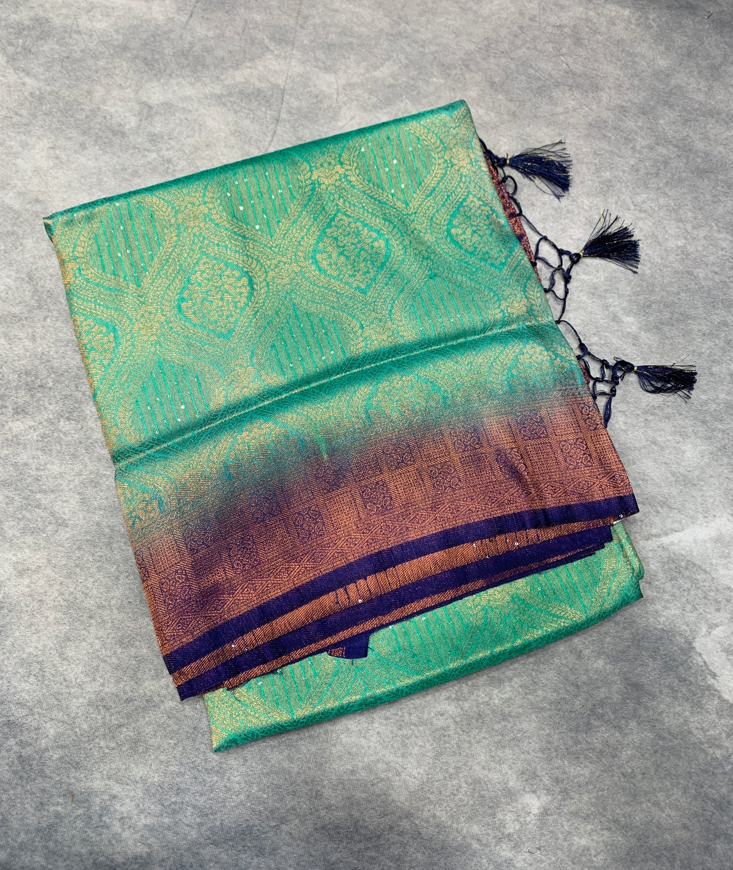 Soft Silk Saree Sapphire Colour and Stone Work with Blue Colour Pallu