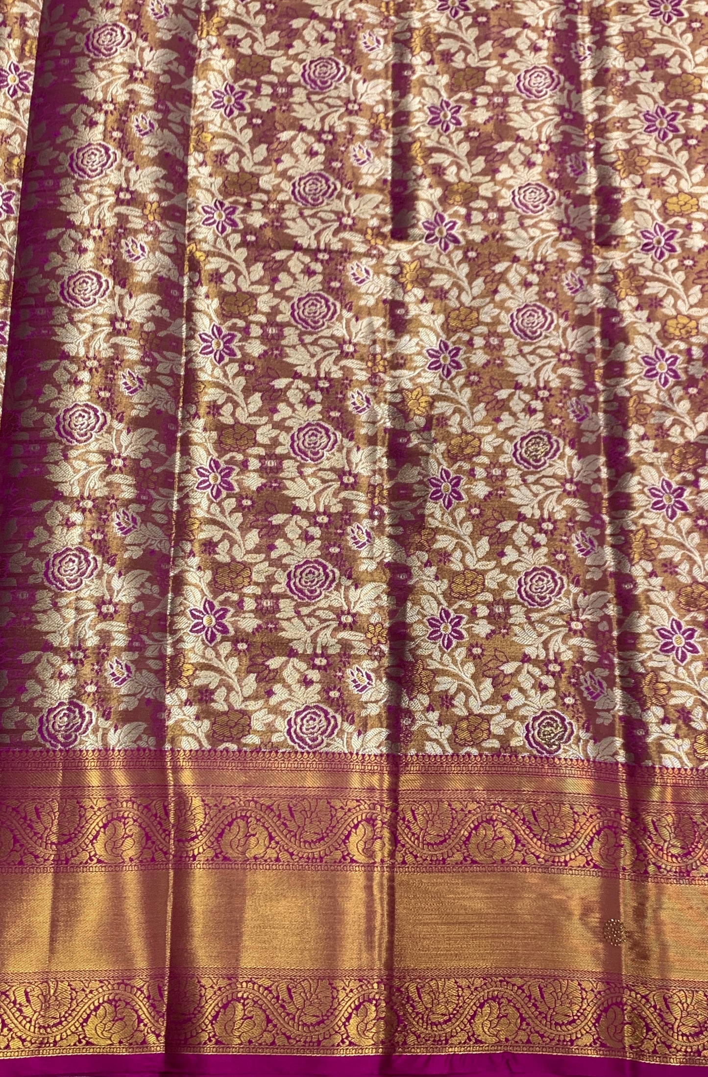 Fancy Tissue Saree Golden Colour with Pink Border