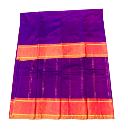 Arani Silk Saree Lavender Colour with Peach and Golden Border