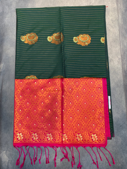 Art Silk Saree Green Colour with Borderless