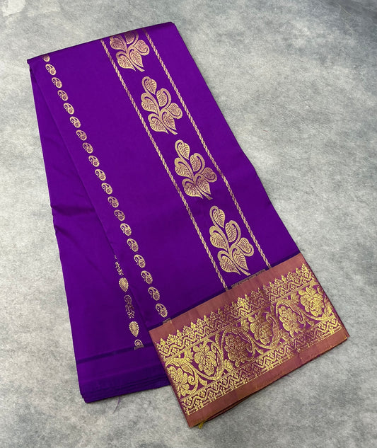 Violet Shade Semi silk Kids Pattu Pavadai with Contrast border for age 5 to 10