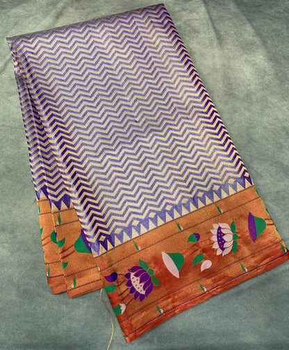 Paithani Pure Silk Saree Purple Colour with Copper Colour and Floral Design (Pre Order Available)