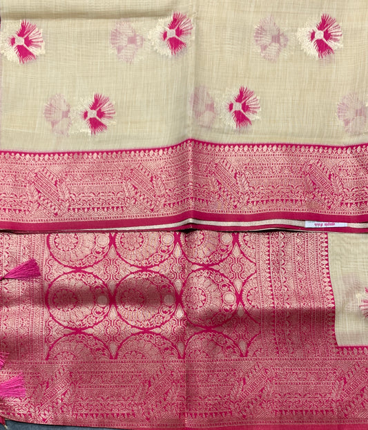 Banaras Katan Saree Tussar Colour with Katan Work Border