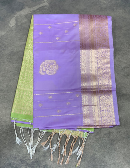 Art Silk Saree Lavender Colour with Sliver Zari Border