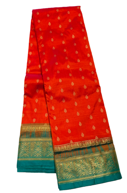 Pure Kanchipuram Silk Orange Colour