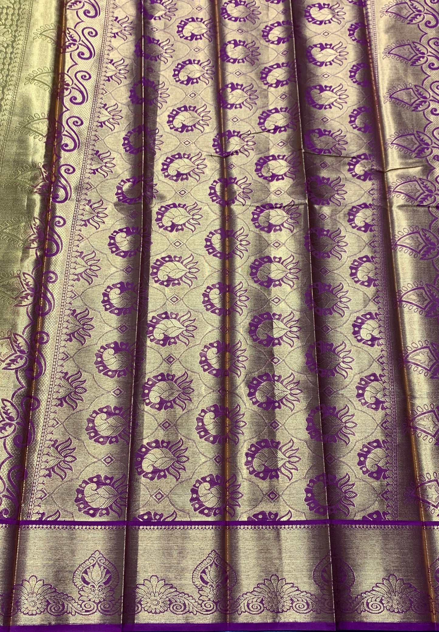 Vegan Silk Saree Mustard Colour with Pink and Copper Border