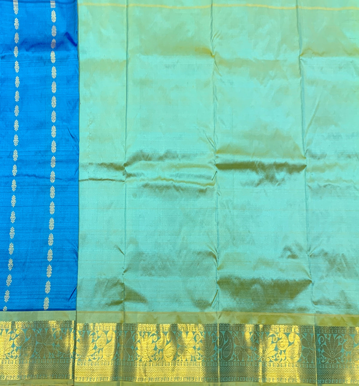Sky Blue Shade Semi Silk Kids Pattu Pavadai with Contrast border for Age 2 to 5 Years