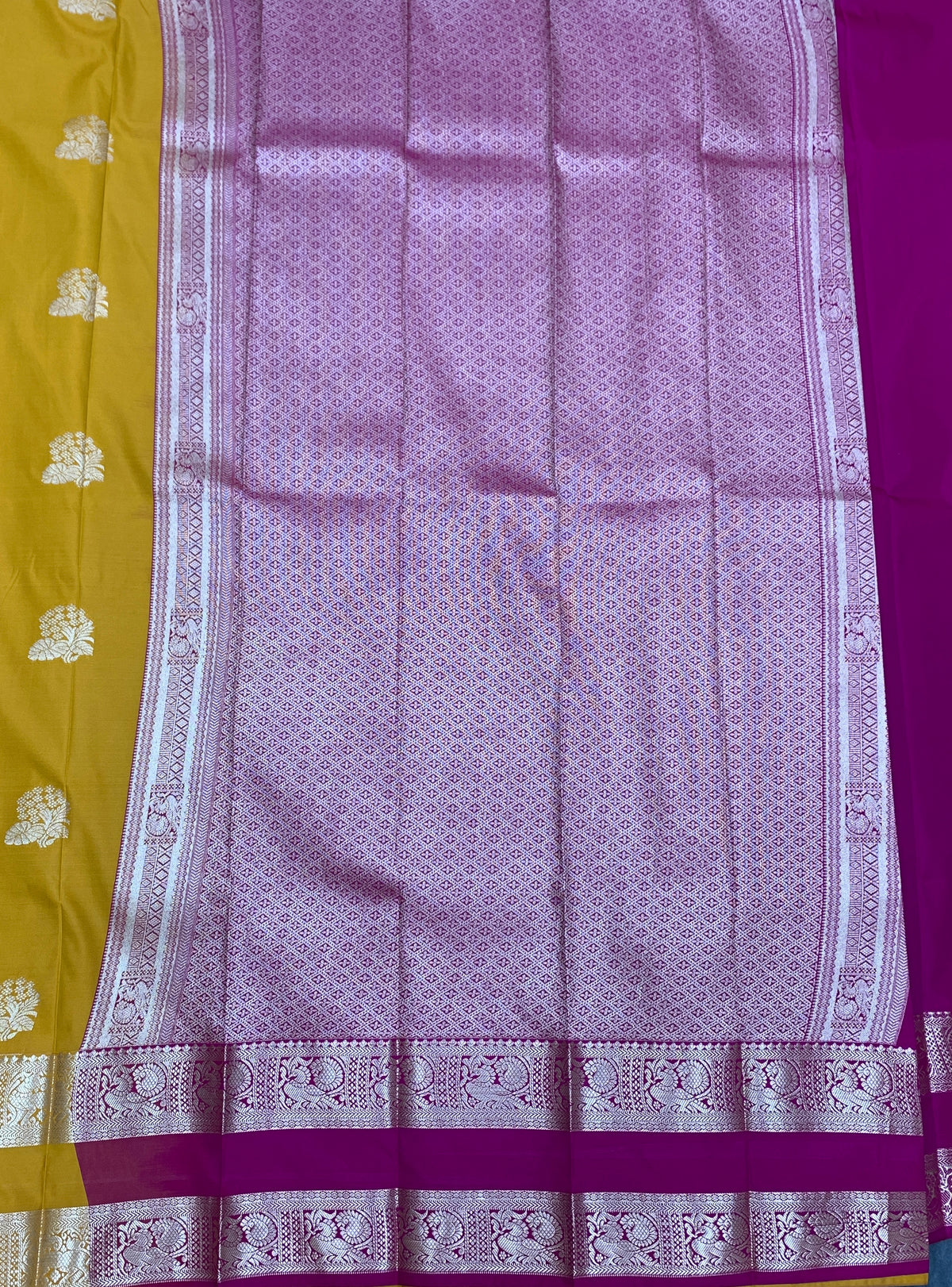 Soft Silk Casual Saree Golden Mustard Colour with Rettai Pettu Border