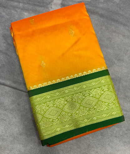 Yellow Colour Saree with Golden and Green Border