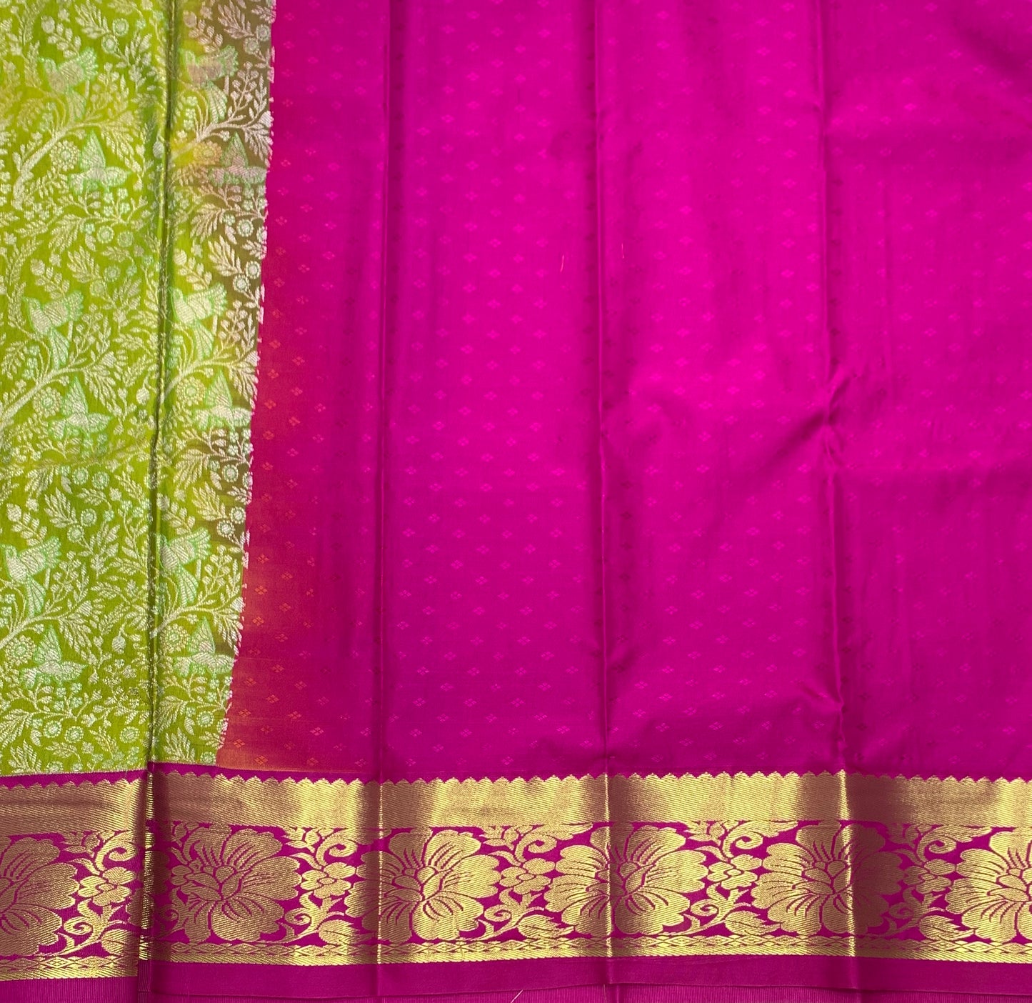Light Green Shade Vegan Silk Kids Pattu Pavadai with Contrast Border for Newborn to 2 Years