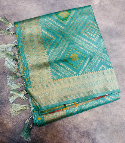 Banaras Soft Silk Saree Gray Blue Colour with Sliver Colour Floral Design Border