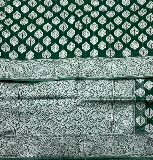 Banaras Katan Saree Green Colour with Katan Work Border