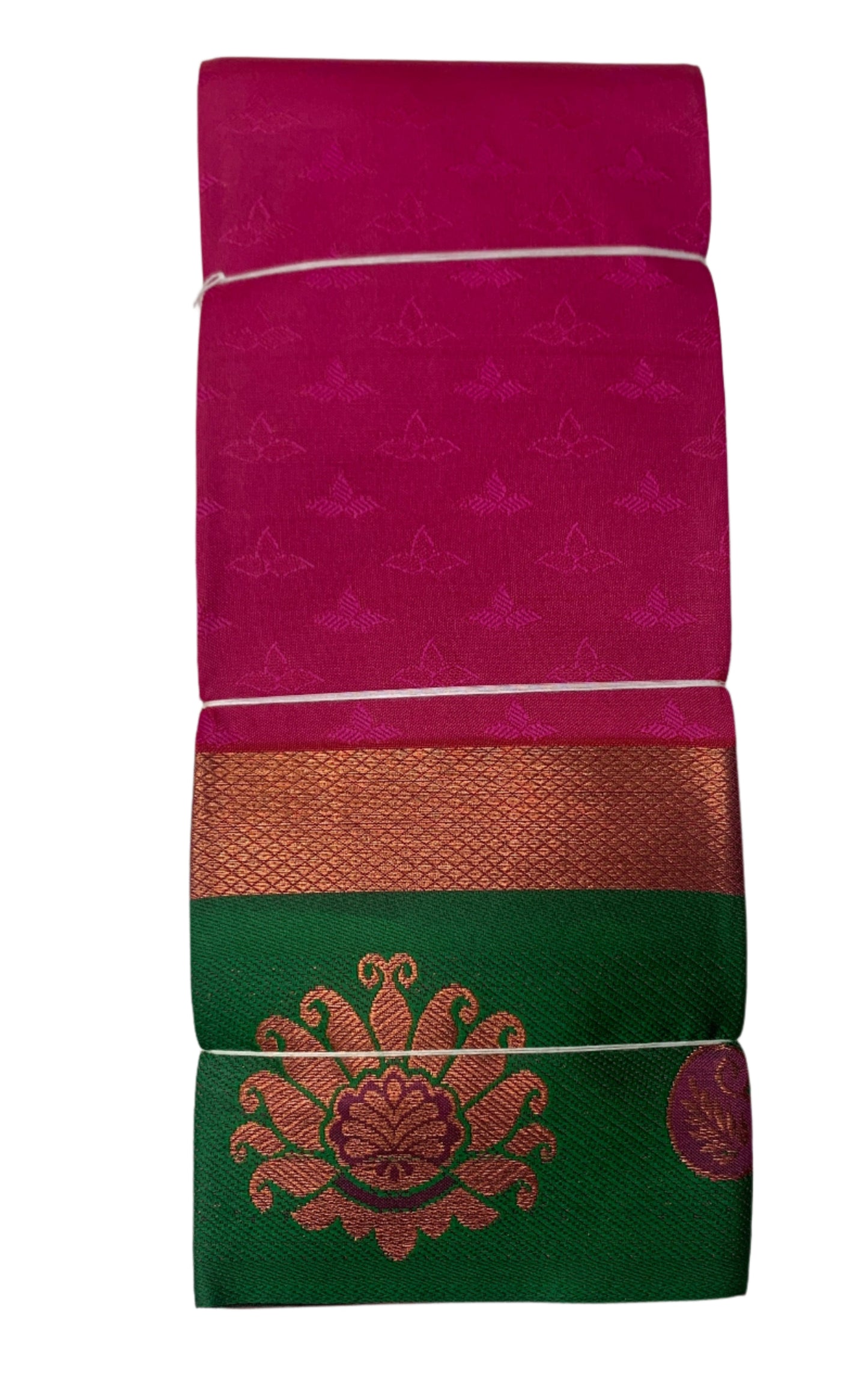 Synthetic Cotton Saree Pink Shade with Green Border