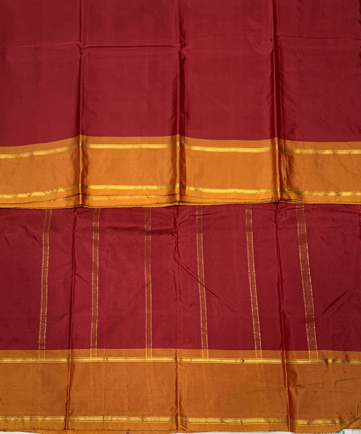 Arani Silk Saree Maroon Colour with Mustard and Golden Border