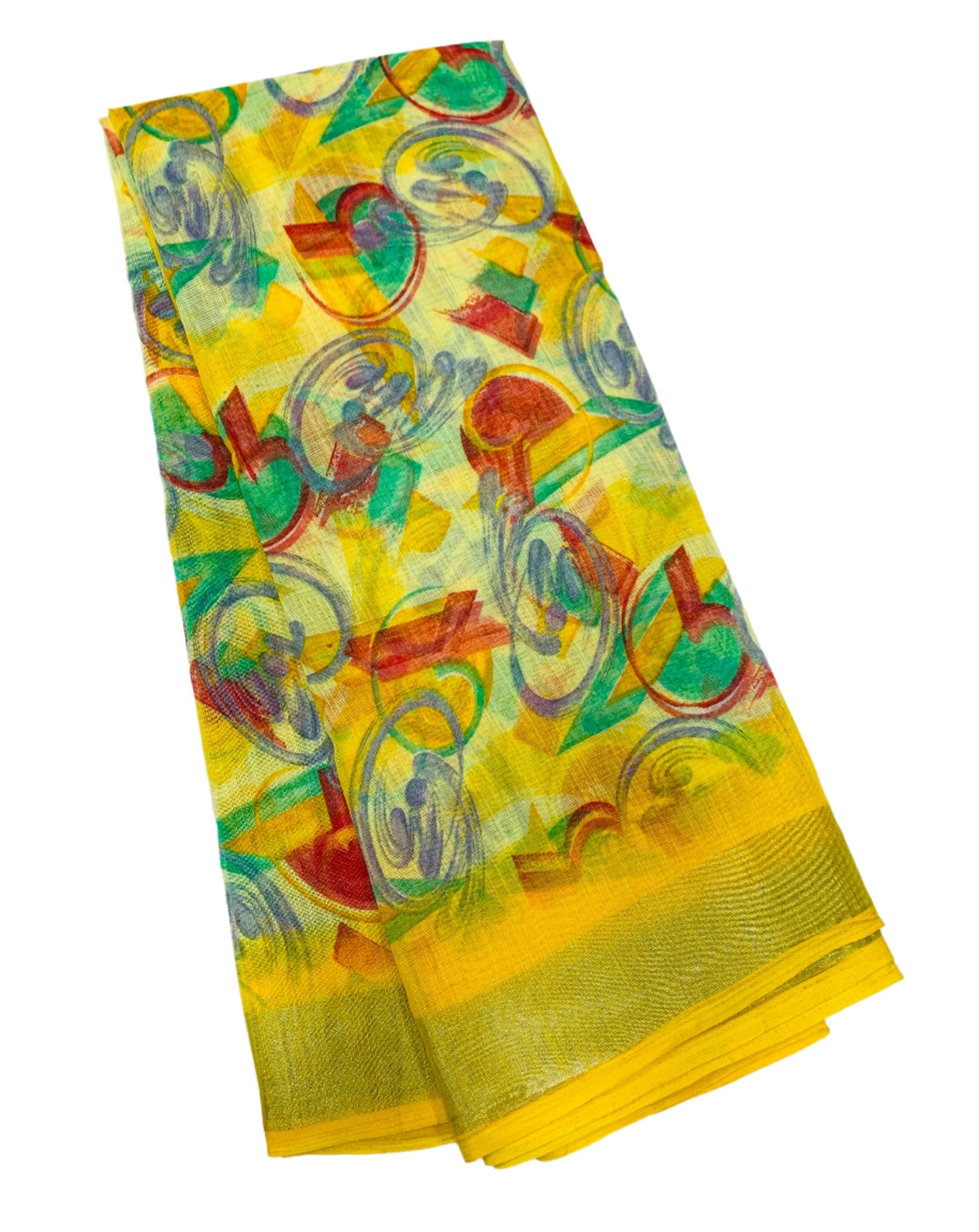 Jute Cotton Saree Yellow Shade with Thread Border