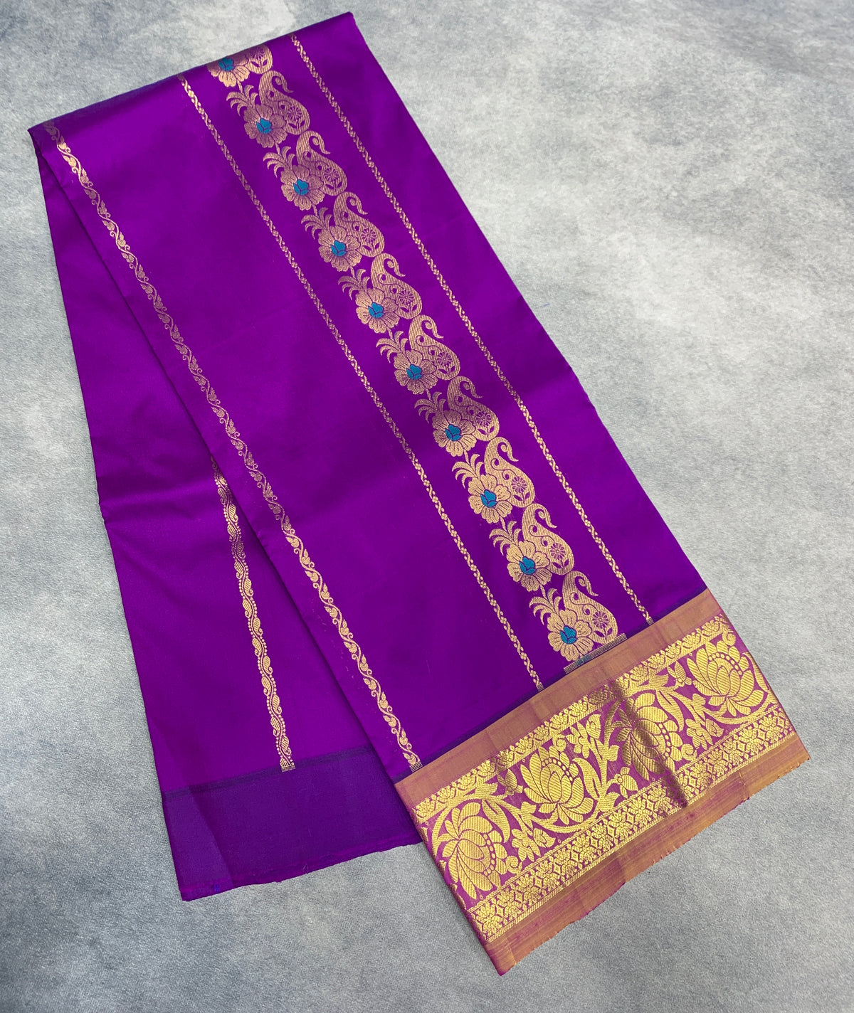 Magenta shade Semi Silk Kids Pattu Pavadai with Contrast border for age above 10 years