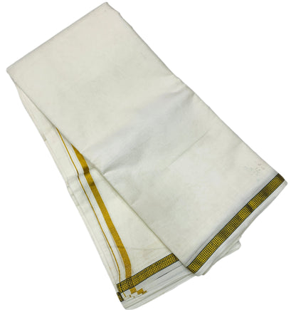 2X8 Cotton Dhoti Cream Colour with Green Border