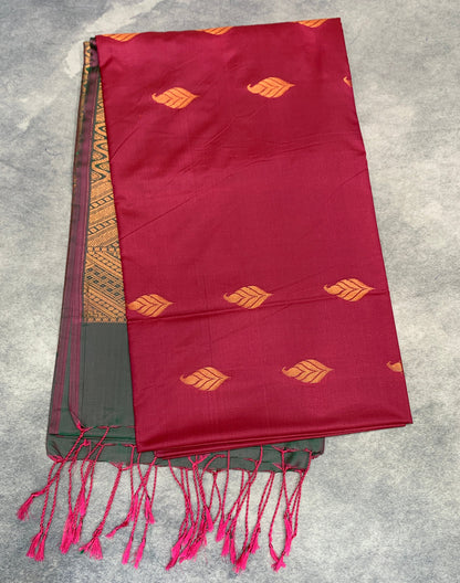 Art Silk Saree Maroon Colour with Borderless