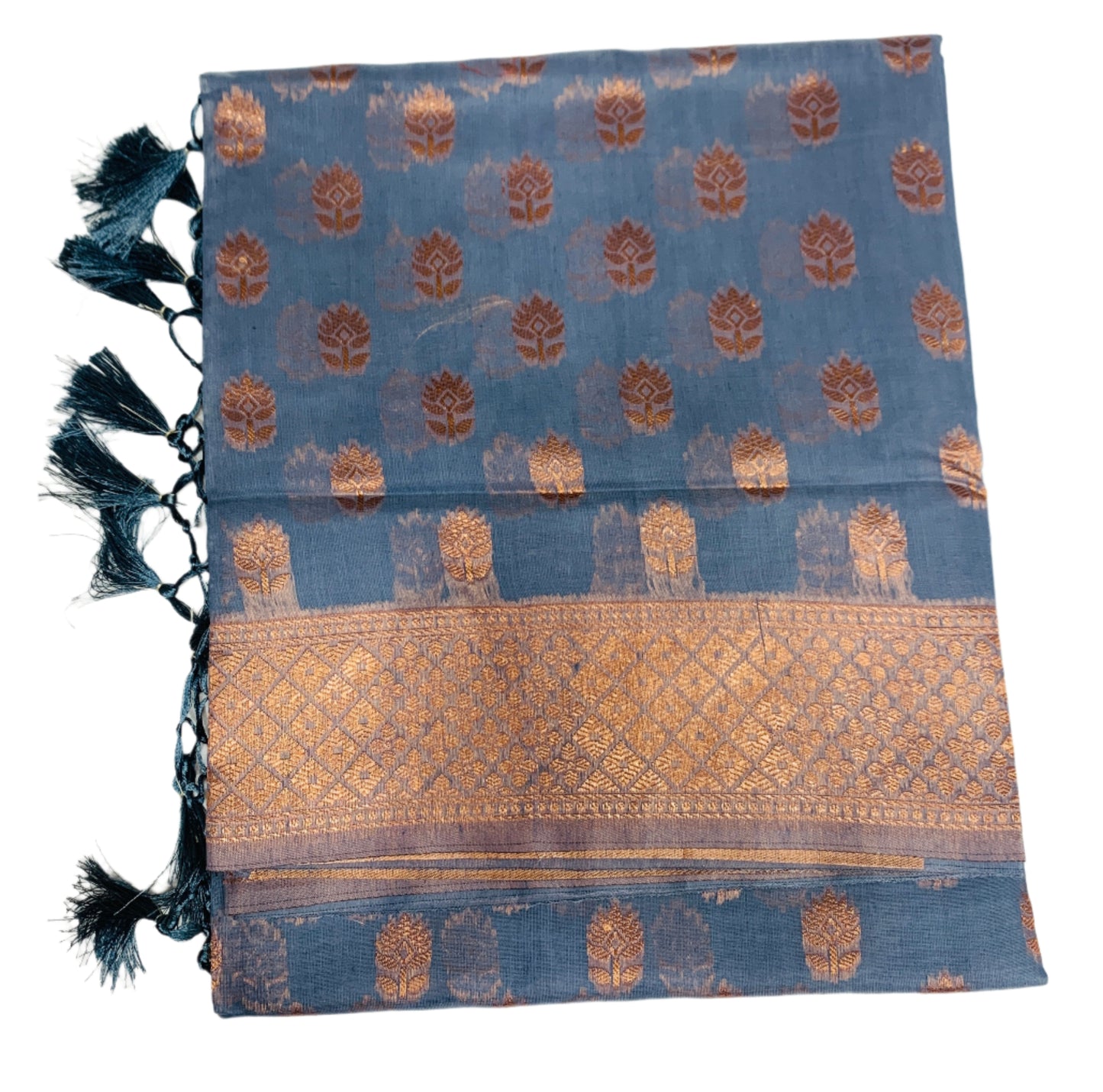 Banaras Katan Saree Gray Colour with Katan Work Border