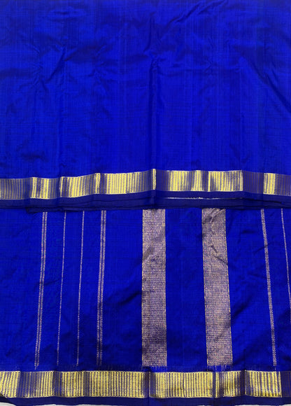 Pure Kanchipuram Silk Blue Colour with Golden Zari Border