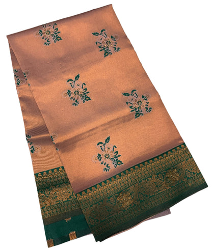 Art Silk Saree Sandal Colour with Green Border