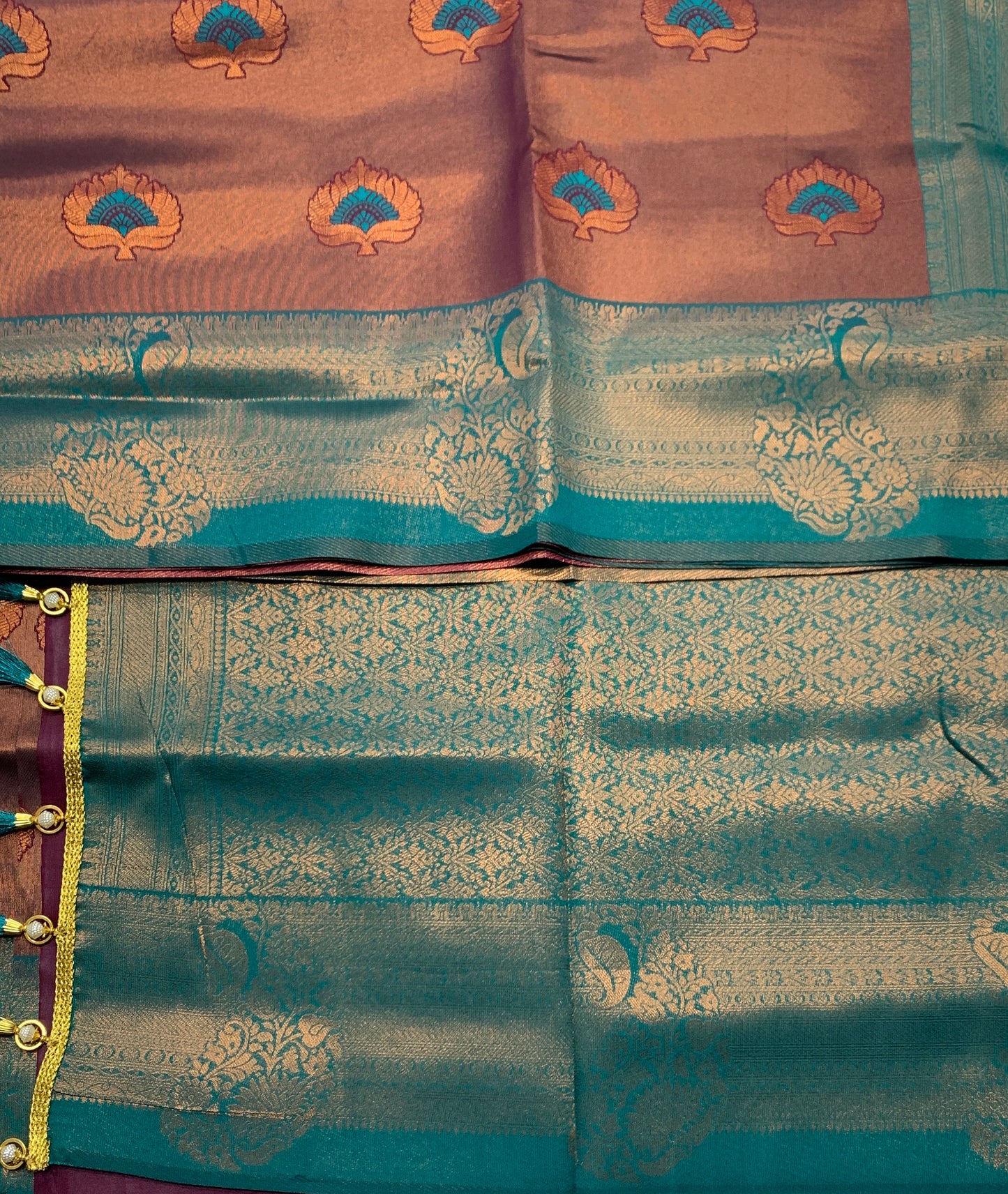 Art Silk Saree Brown Colour with Sapphire Border