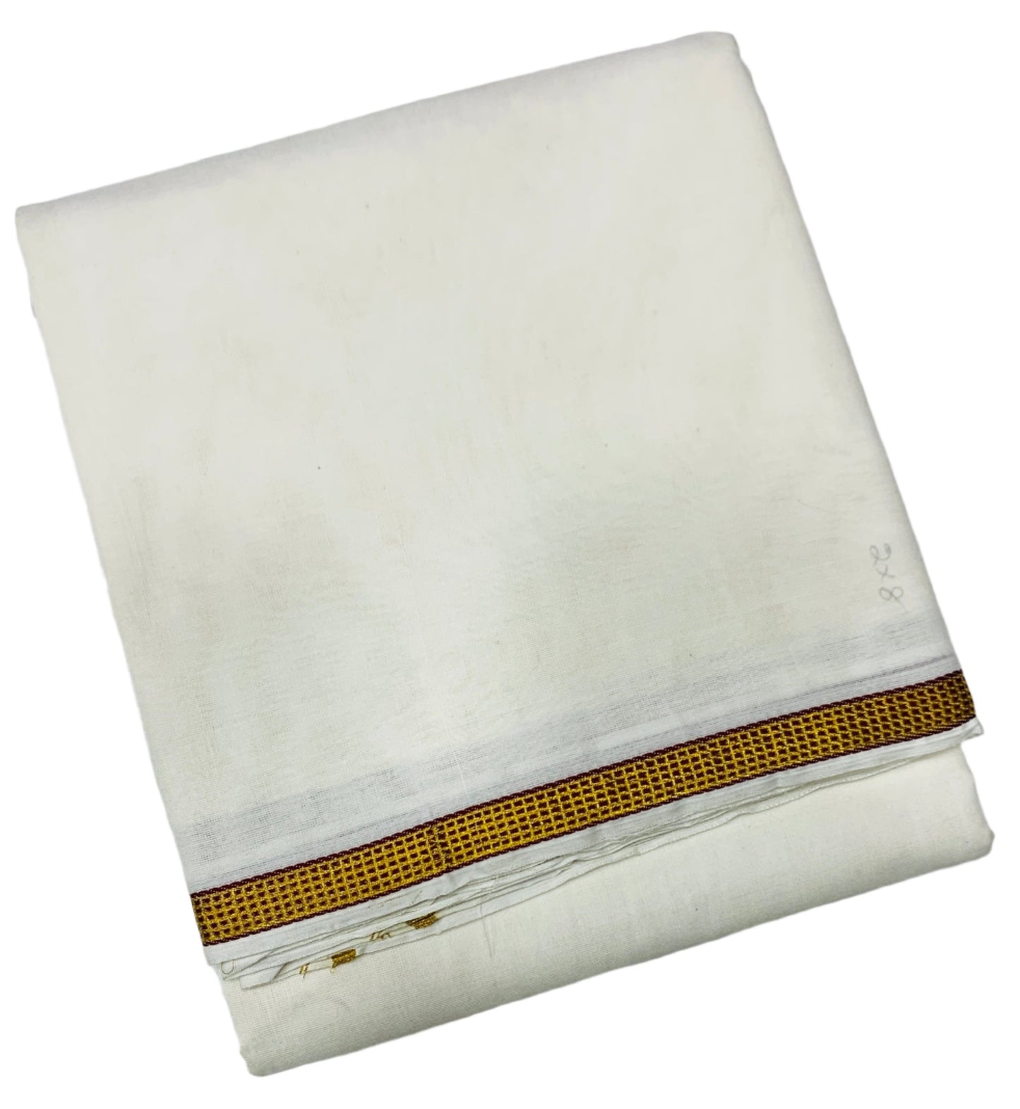 2X8 Cotton Dhoti Cream Colour with Brown Border