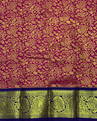 Pink Shade Vegan Silk Kids Pattu Pavadai with Contrast Border for Newborn to 2 Years