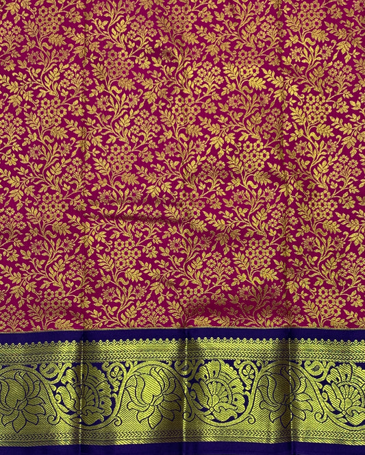 Pink Shade Vegan Silk Kids Pattu Pavadai with Contrast Border for Newborn to 2 Years